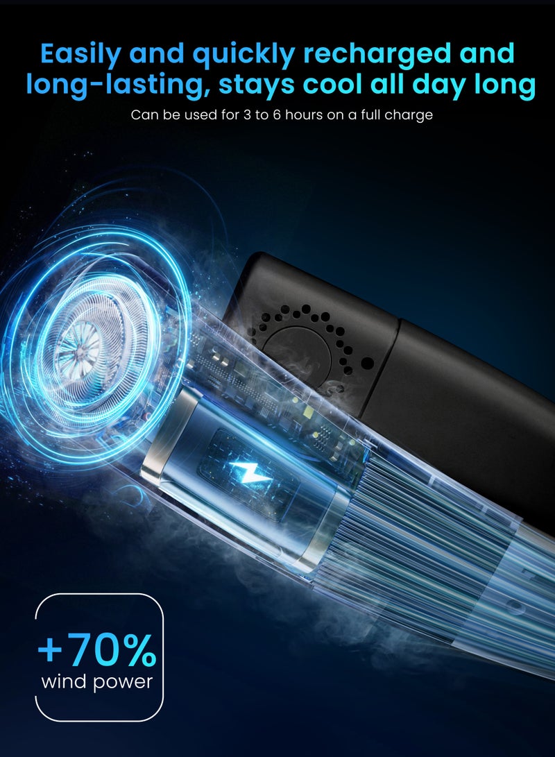 Necomi Neck Air Conditioner, 5-speed Adjustable, Portable Neck Fan, Bladeless Neck Cooling Fan USB Rechargeable, Suitable for Sports, Travel, Outdoor, Indoor (Black) - Image 3