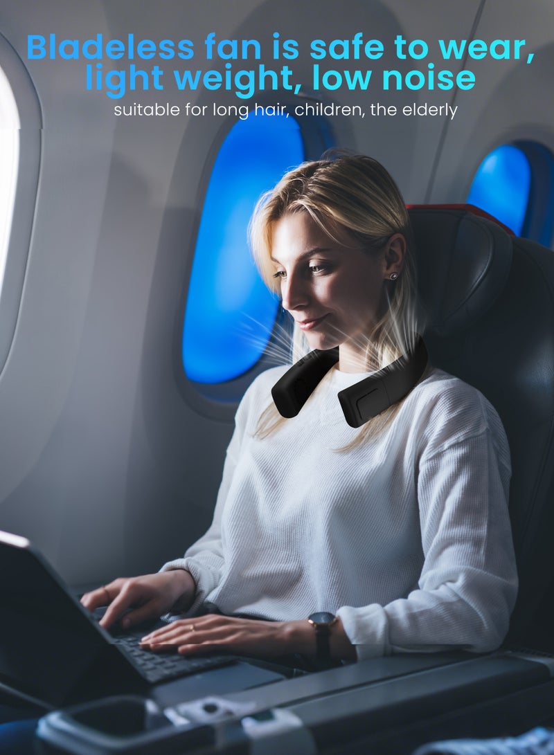 Necomi Neck Air Conditioner, 5-speed Adjustable, Portable Neck Fan, Bladeless Neck Cooling Fan USB Rechargeable, Suitable for Sports, Travel, Outdoor, Indoor (Black) - Image 4