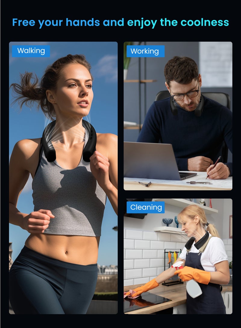 Necomi Neck Air Conditioner, 5-speed Adjustable, Portable Neck Fan, Bladeless Neck Cooling Fan USB Rechargeable, Suitable for Sports, Travel, Outdoor, Indoor (Black) - Image 5