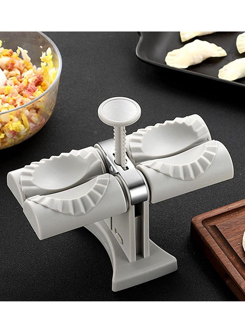 DubaiGallery Dumpling Maker,Household Double Head Automatic Dumpling Maker Mould,Ravioli Press Mold,Make Dumplings Empanadas Quickly,Stainless Steel Dumpling Maker for Home,Restaurant - Image 2