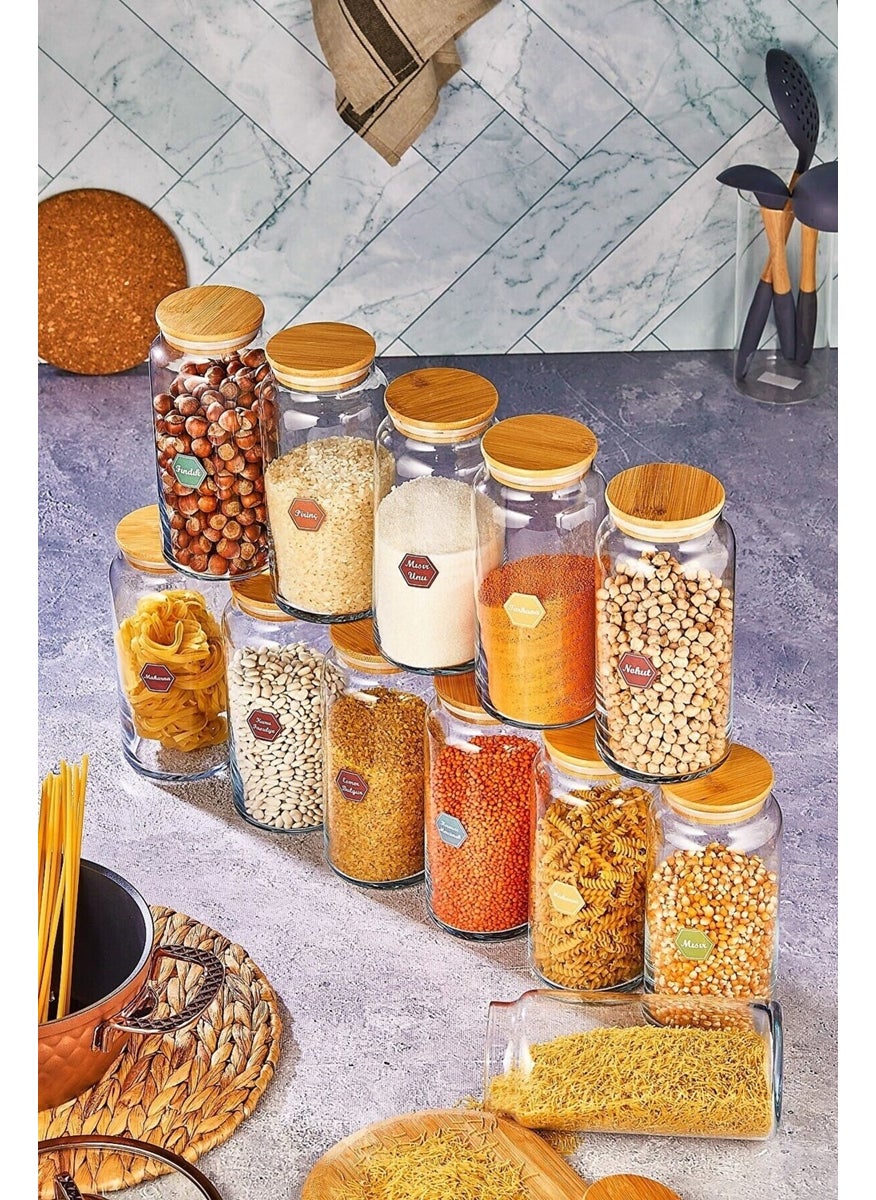 Fbz Home 12 Pieces Labeled Glass Jar with Lid Vacuum Storage Container Jumbo Size  - Image 1