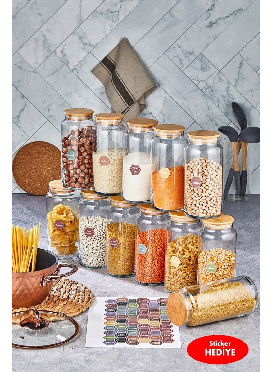 Fbz Home 12 Pieces Labeled Glass Jar with Lid Vacuum Storage Container Jumbo Size  - Image 2