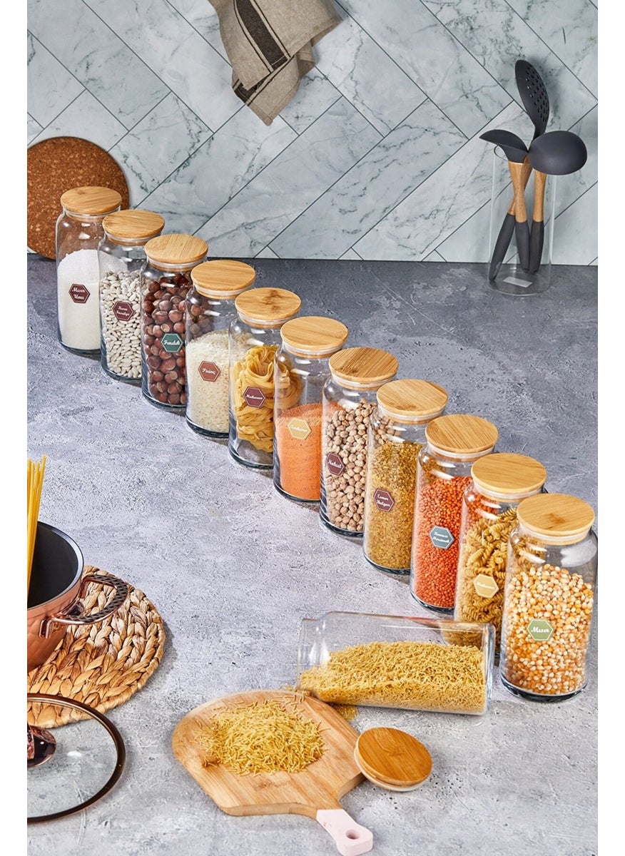 Fbz Home 12 Pieces Labeled Glass Jar with Lid Vacuum Storage Container Jumbo Size  - Image 3