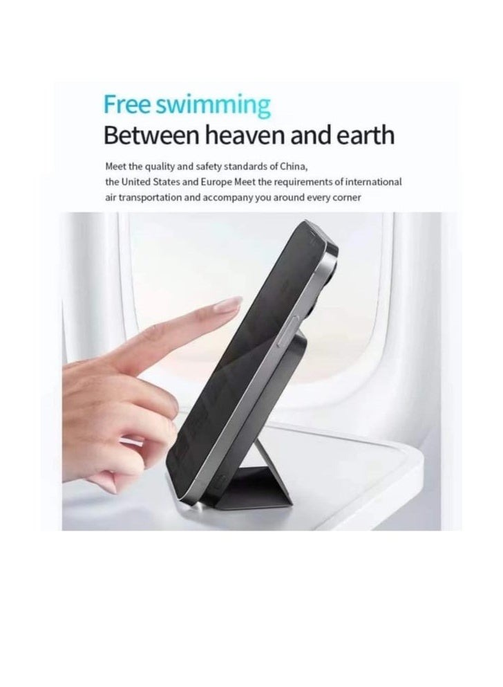 10000mAh Magnetic Power Bank with 22.5W Fast Charging, LED Display & Foldable Stand – Wireless Portable Charger Compatible with All Smartphones - Black - Image 4
