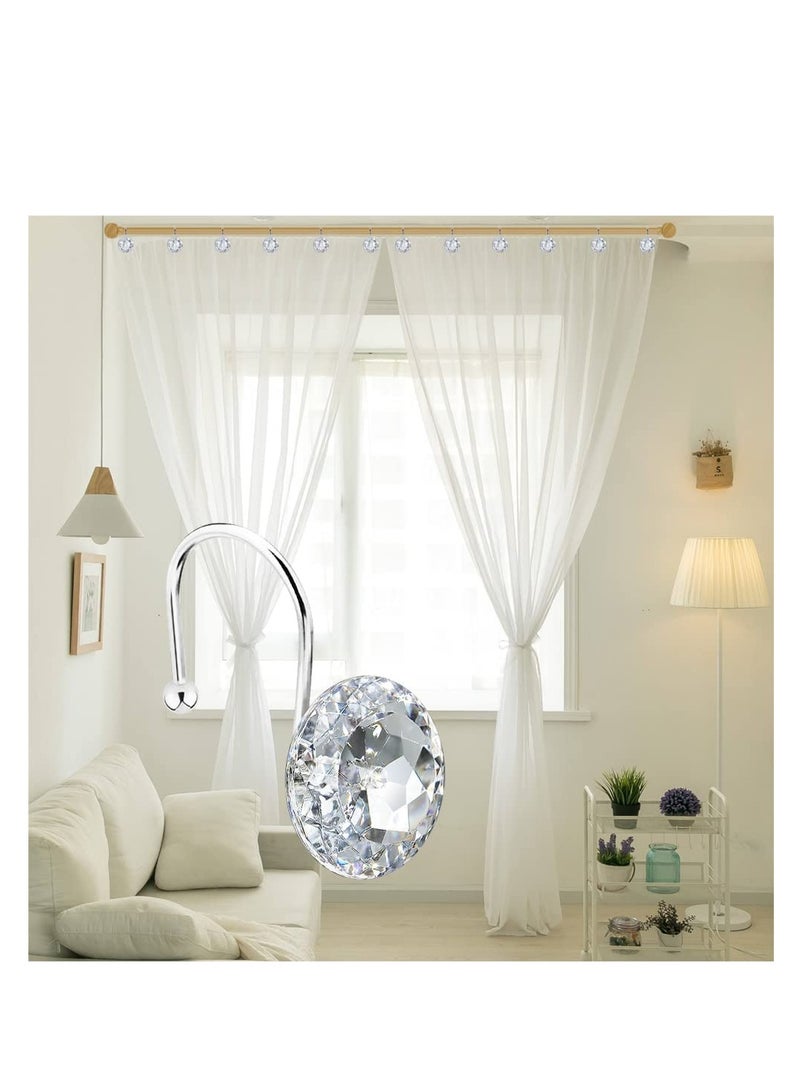 SYOSI Shower Curtain Hooks Rings for Bathroom Stainless Steel Rust Resistant Decorative Rhinestones Shower Curtain Rings Hangers Luxury Crystal for Shower Curtains Clothing Towels 12PCS  - Image 4