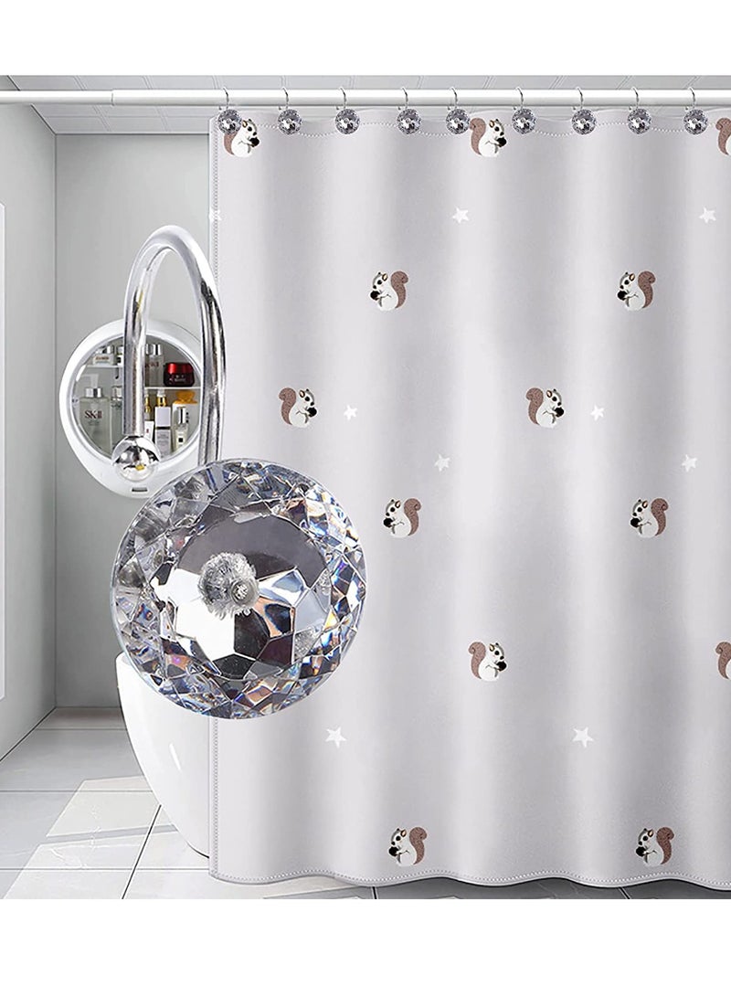 SYOSI Shower Curtain Hooks Rings for Bathroom Stainless Steel Rust Resistant Decorative Rhinestones Shower Curtain Rings Hangers Luxury Crystal for Shower Curtains Clothing Towels 12PCS  - Image 5