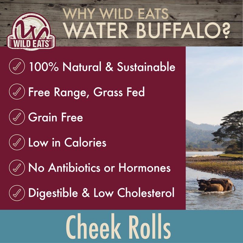 Wild Eats Water Buffalo Retriever Style Cheek Roll Dog Chews-5 Pack (Long Lasting Chews, Treats, Bones for Aggressive Chewers & Large Dogs) Great Substitute Pig Ears Dogs - Image 4
