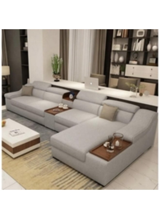 هومزمارت كنبة زاوية خشب سويدي و كتان - رمادي - Image 2