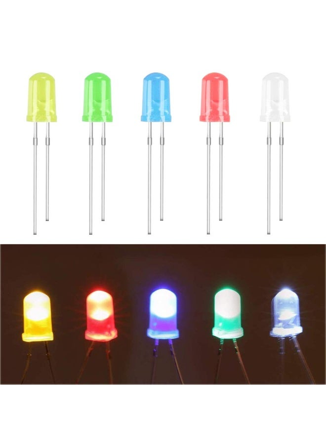 MCIGICM 100 قطعة 5 مم مصابيح LED دايودات مجموعة متنوعة لمشاريع العلوم تجريبية متعددة الألوان - 5 ألوان - Image 1