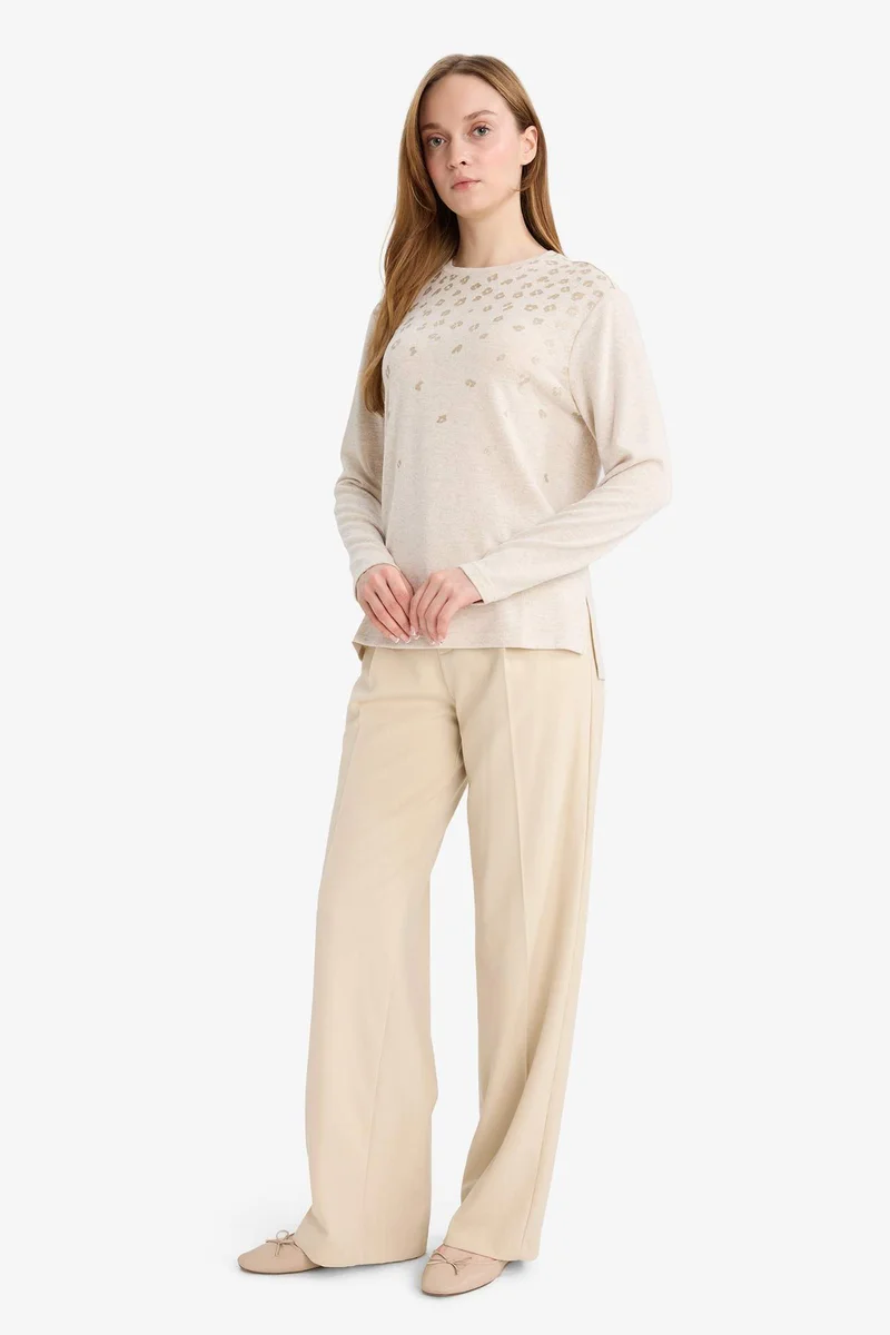 Defacto Regular Fit Crew Neck Stone Detail T-Shirt