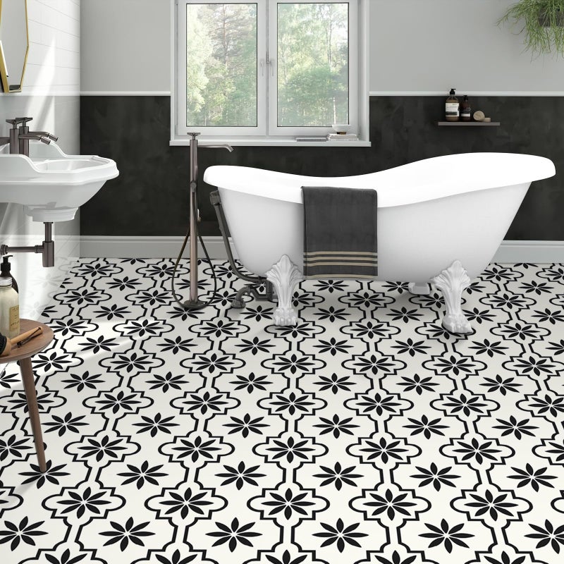 MORCART Peel and Stick Floor Tile, Vinyl Flooring Waterproof, DIY Flooring for Bathroom, Kitchen, Fireplace, Pet House, Stairs, Bedrooms, Wall (40PCS,7.87" x 7.87",Black) - Image 3