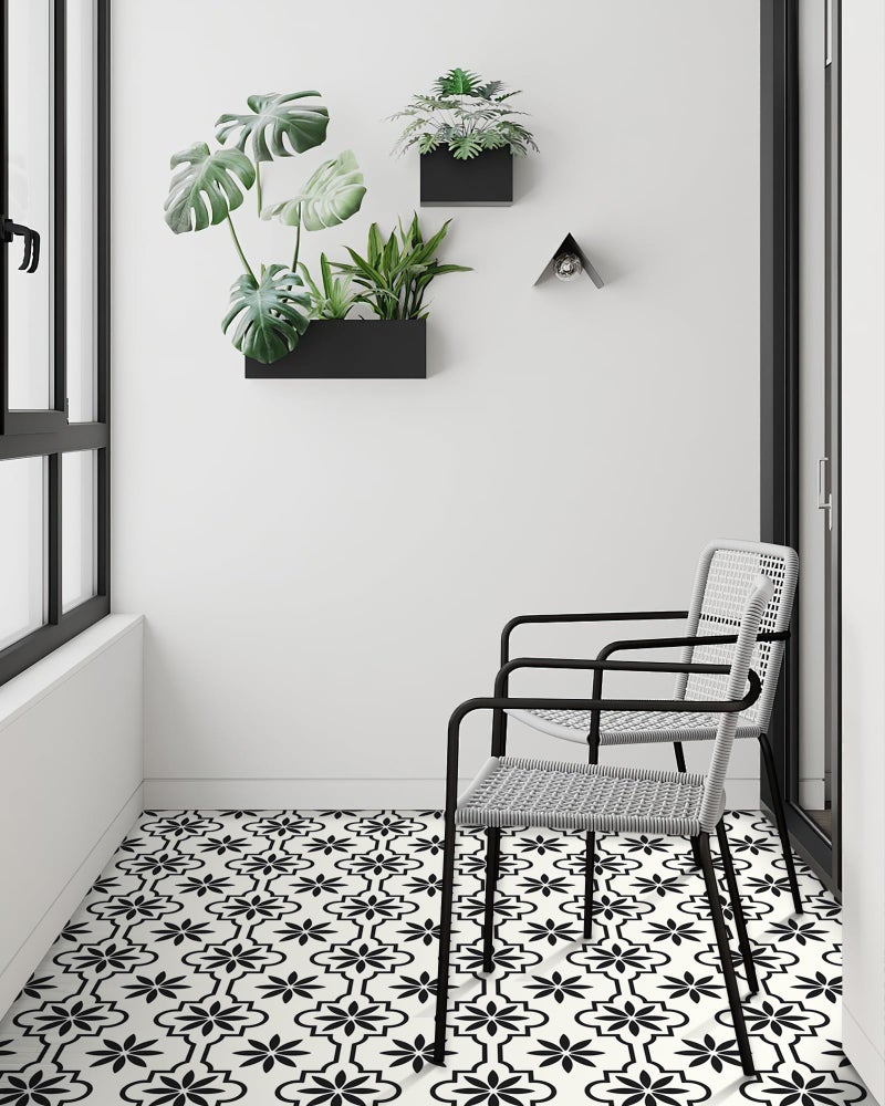 MORCART Peel and Stick Floor Tile, Vinyl Flooring Waterproof, DIY Flooring for Bathroom, Kitchen, Fireplace, Pet House, Stairs, Bedrooms, Wall (40PCS,7.87" x 7.87",Black) - Image 5