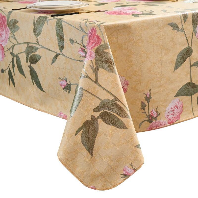 LIBERECOO Vintage Rose Elegance Vinyl Tablecloth with Flannel Backing - Elegant Floral Design, Waterproof, Durable & Lightweight, 72 x 54 Inch - Image 1