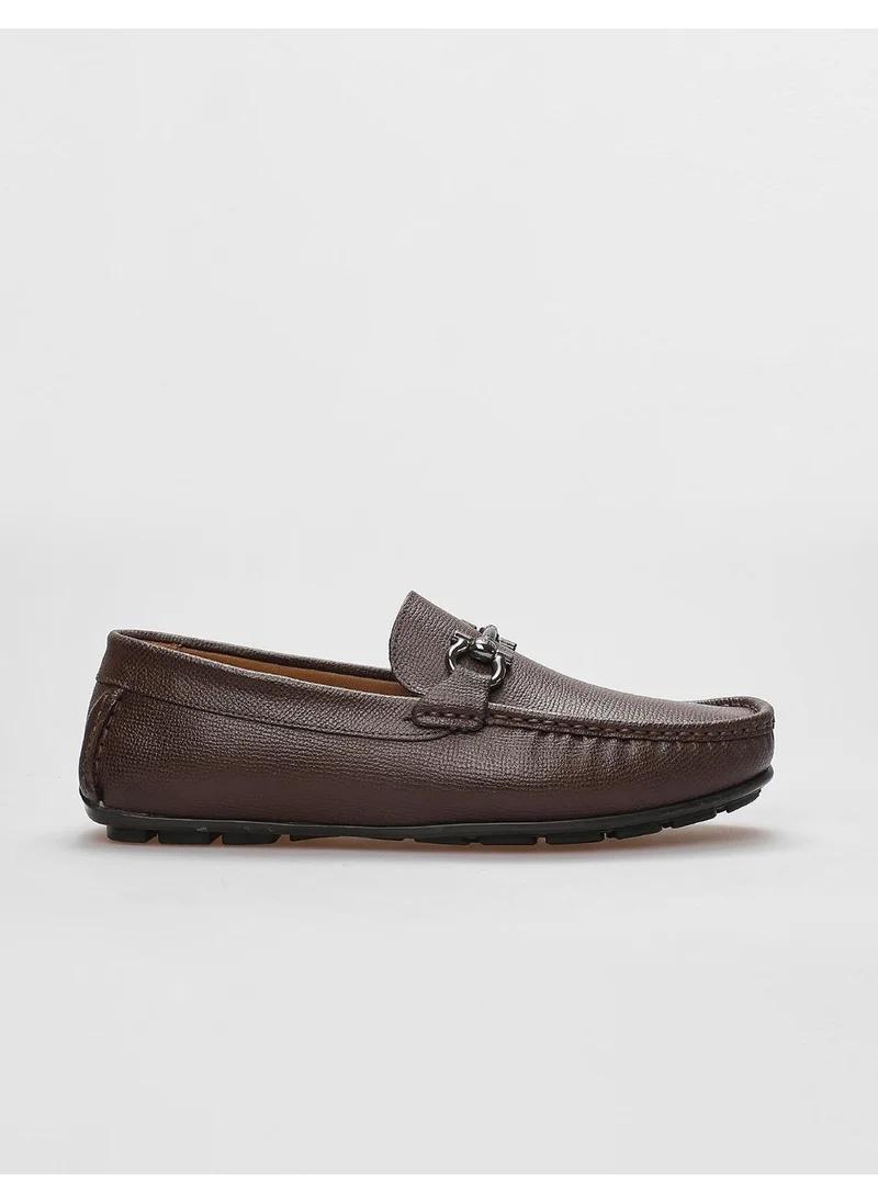 كاباني Genuine Leather Brown Buckled Men's Loafer