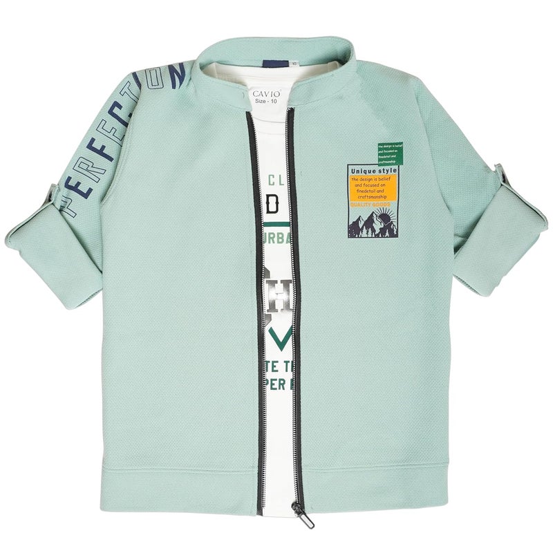 CAVIO Boys Regular Fit Casual Jacket Shirt with T-Shirt - Image 1