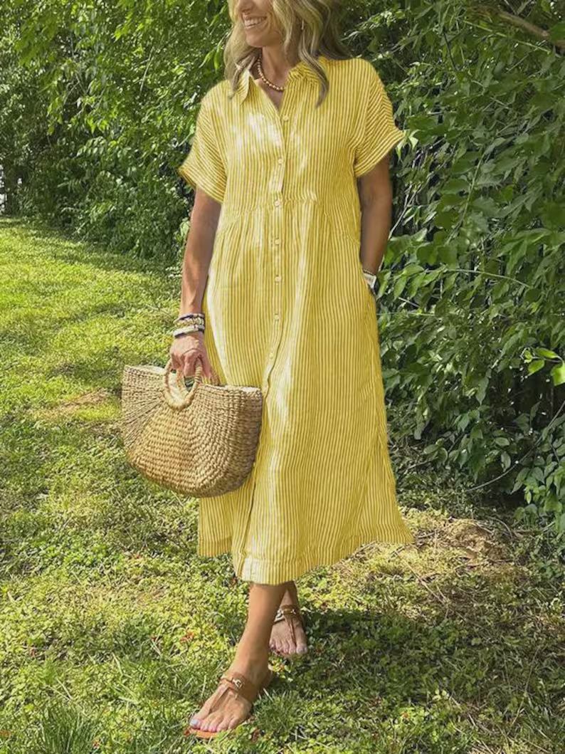 Women'S Clothing Supply Striped Printed Loose Dress - Image 3