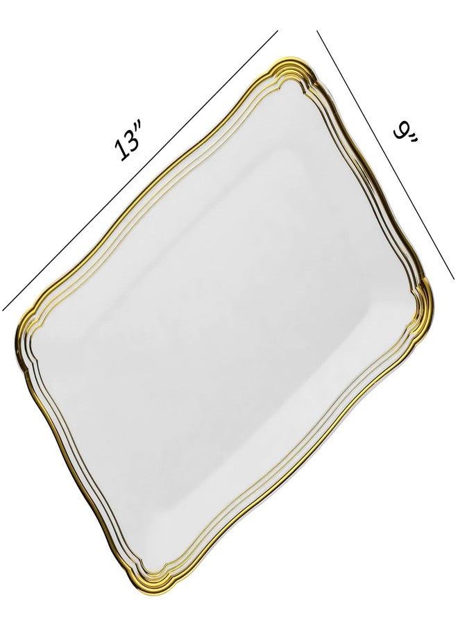 Decor Decorline DecorLine Stylish Aristocrat Collection White/Gold Serving Trays - 13” x 9” (Pack of 2) - Durable Quality - Perfect for Entertaining & Events - Image 4