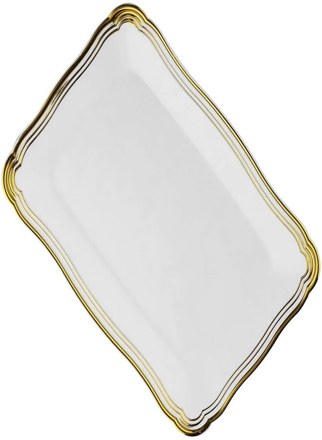 Decor Decorline DecorLine Stylish Aristocrat Collection White/Gold Serving Trays - 13” x 9” (Pack of 2) - Durable Quality - Perfect for Entertaining & Events - Image 2