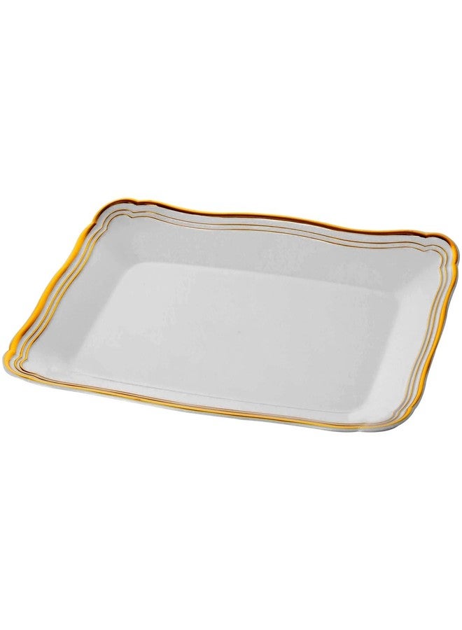 Decor Decorline DecorLine Stylish Aristocrat Collection White/Gold Serving Trays - 13” x 9” (Pack of 2) - Durable Quality - Perfect for Entertaining & Events - Image 5