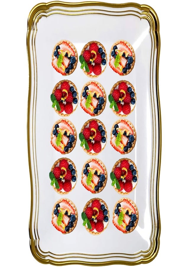 Decor Decorline DecorLine Stylish Aristocrat Collection White/Gold Serving Trays - 13” x 9” (Pack of 2) - Durable Quality - Perfect for Entertaining & Events - Image 3
