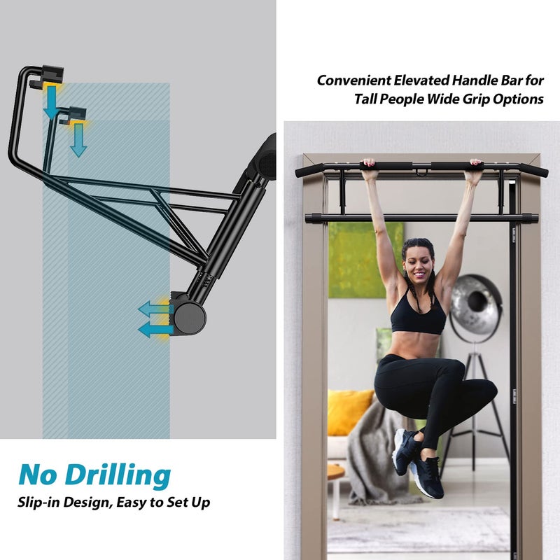 JX FITNESS Door Frame Pull-Up Bar Wall Mounted Pull Up Bar Hanging Bar with Non-Slip Handles Foldable Training Device for Home Gym, No Screws / Drilling Required - Image 2