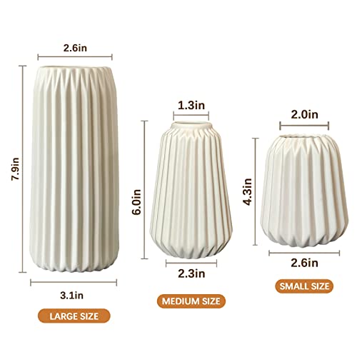 kogxscej Ceramic Vases Set of 3-White Vase for Modern Home Decor, Flower Vases for Aesthetic Room Decor,Boho Decor Wedding Dinner Table Party Office Centerpiece Table Decorations (White 3 Set) - Image 4