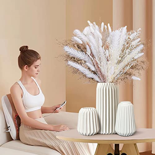 kogxscej Ceramic Vases Set of 3-White Vase for Modern Home Decor, Flower Vases for Aesthetic Room Decor,Boho Decor Wedding Dinner Table Party Office Centerpiece Table Decorations (White 3 Set) - Image 2