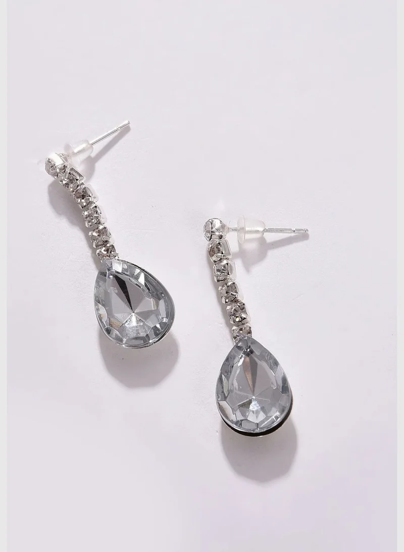 SOHI Pack of 3 Silver Plated American Diamond Necklace and Earring Set