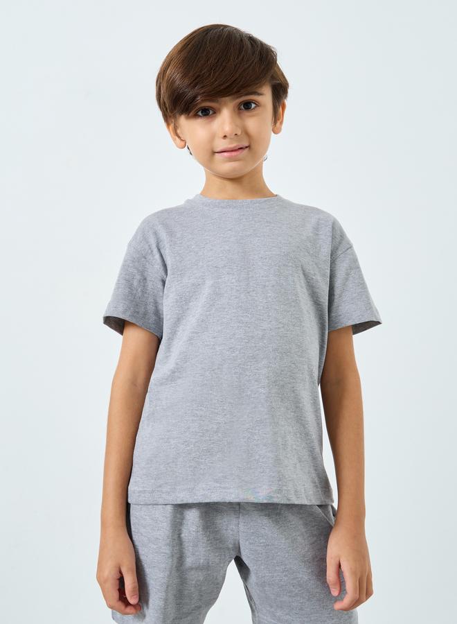 Styli Boys Grey Solid T-Shirt and Shorts Set - Image 2