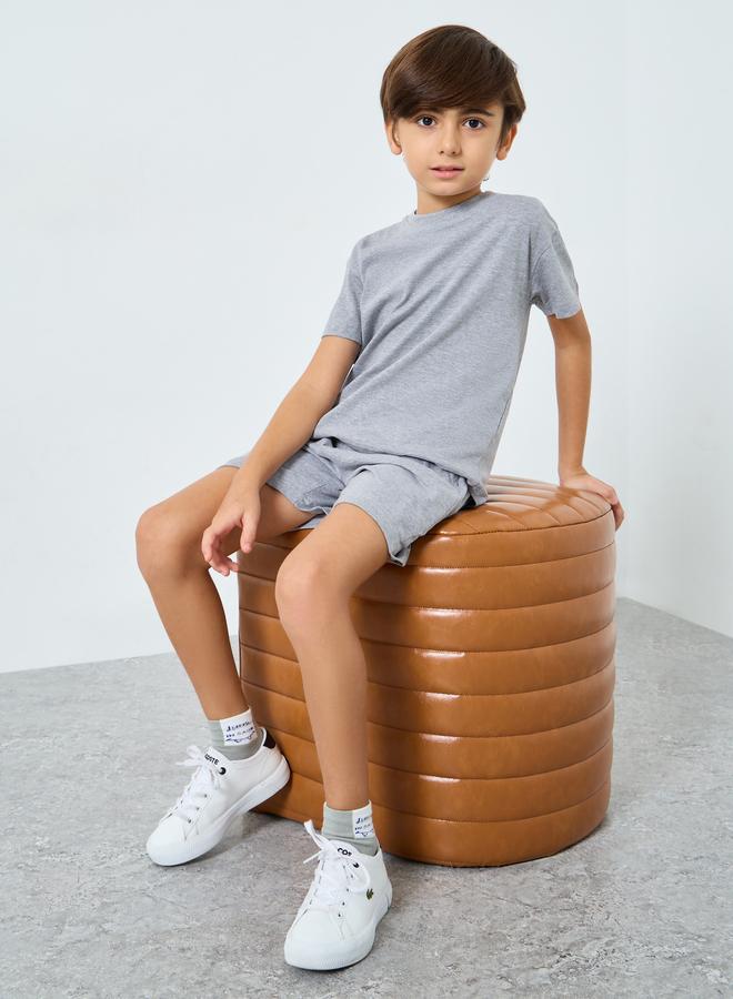 Styli Boys Grey Solid T-Shirt and Shorts Set - Image 1