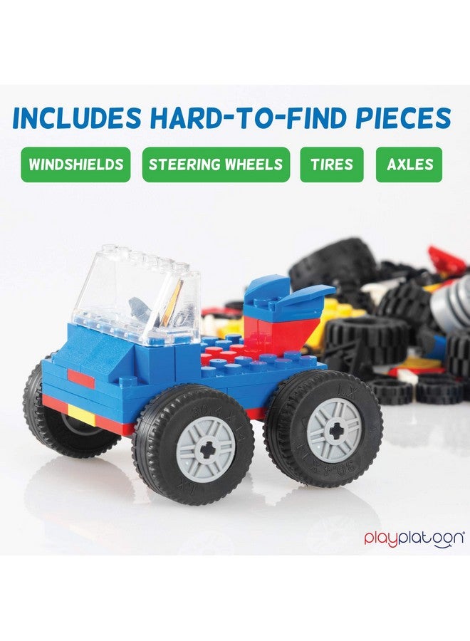 Play Platoon 400 Piece Wheels and Axles Sets, Building Bricks Car Parts & Pieces Kit - Car Building Set with Wheels, Axles & Windshields and Bonus Bricks - Image 3