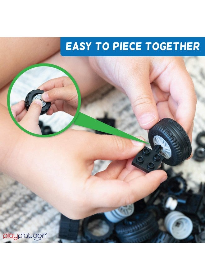Play Platoon 400 Piece Wheels and Axles Sets, Building Bricks Car Parts & Pieces Kit - Car Building Set with Wheels, Axles & Windshields and Bonus Bricks - Image 4