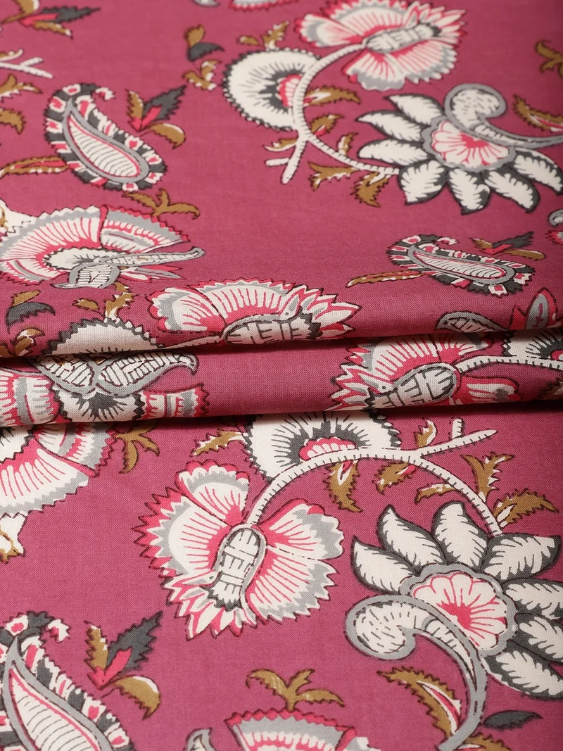 أيه كيه إس Mauve Pink Paisley Fabric One Meter