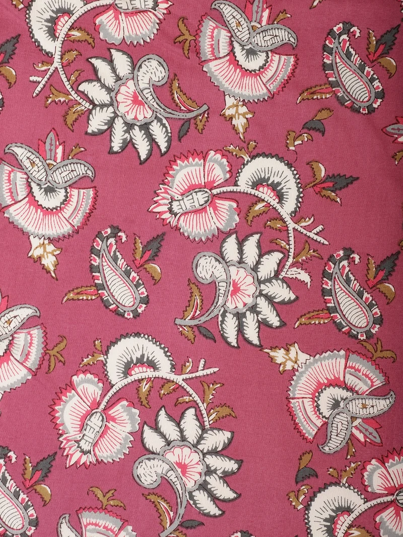 AKS  Mauve Pink Paisley Fabric One Meter  | Best Price UAE