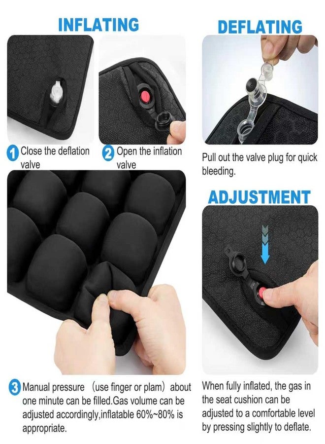 Kaflin Inflatable Seat Cushion with Built-in Pump - Airplane Seat Cushion for Long Flights, 17" x 17" Inflated Size for Pressure Relief, Fits Stadium Bleachers, Hard Wooden & Folding Chairs - Image 4