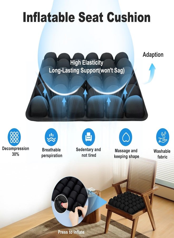 Kaflin Inflatable Seat Cushion with Built-in Pump - Airplane Seat Cushion for Long Flights, 17" x 17" Inflated Size for Pressure Relief, Fits Stadium Bleachers, Hard Wooden & Folding Chairs - Image 2