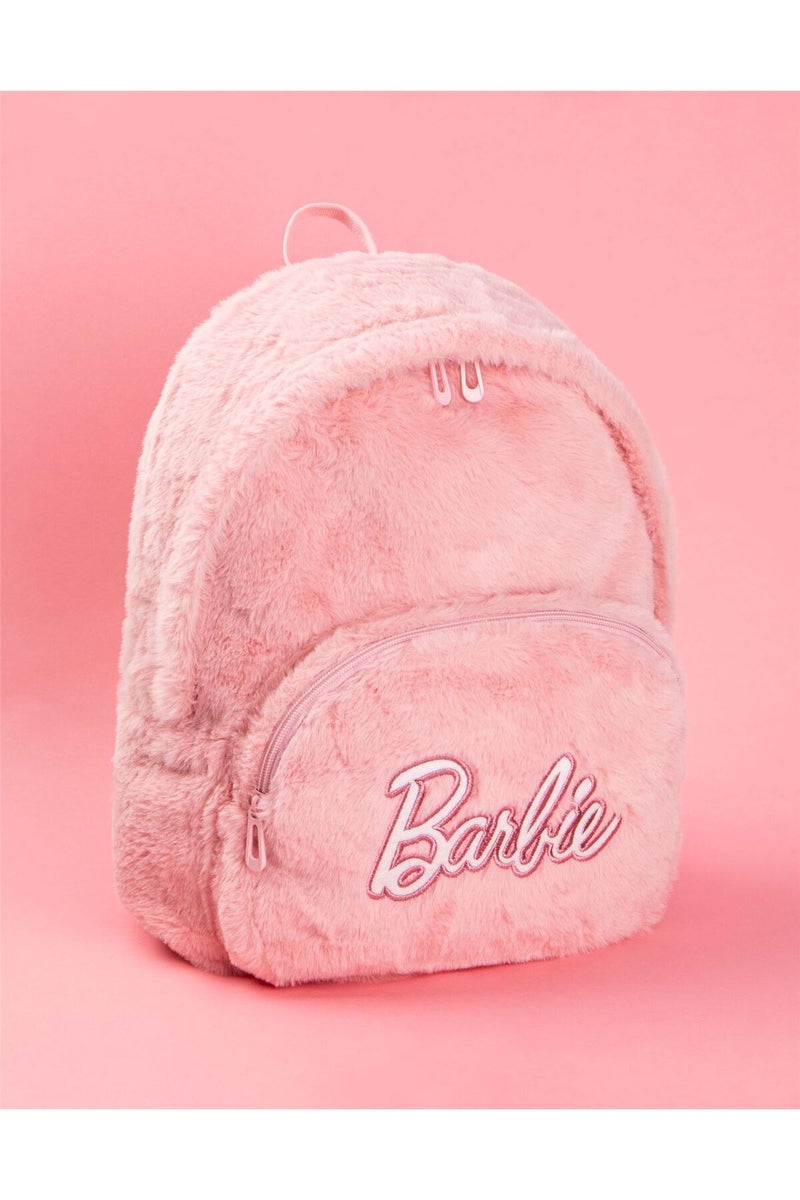 Bamboo Bark Barbie Girls Pink Furry Backpack / school bag - Image 3