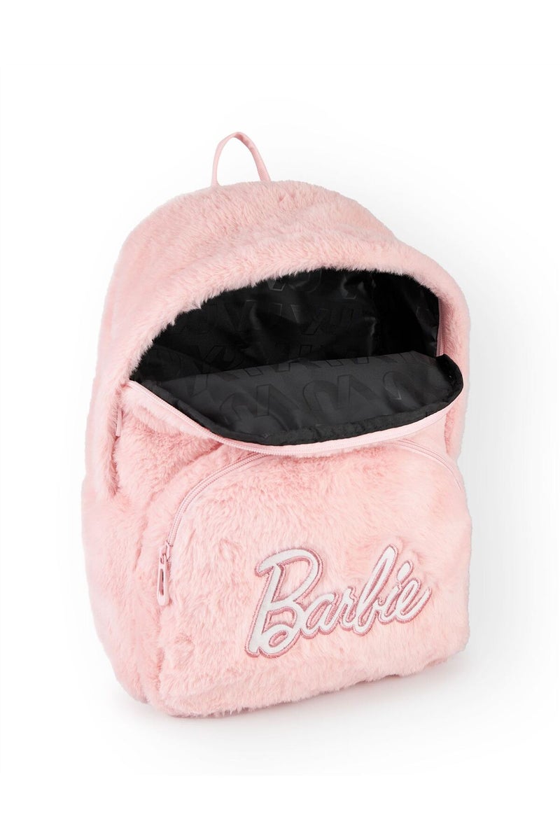 Bamboo Bark Barbie Girls Pink Furry Backpack / school bag - Image 4