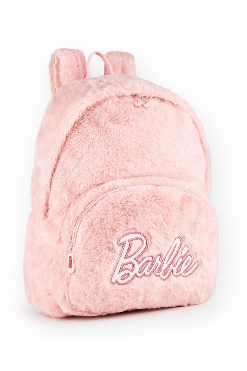 Bamboo Bark Barbie Girls Pink Furry Backpack / school bag - Image 1