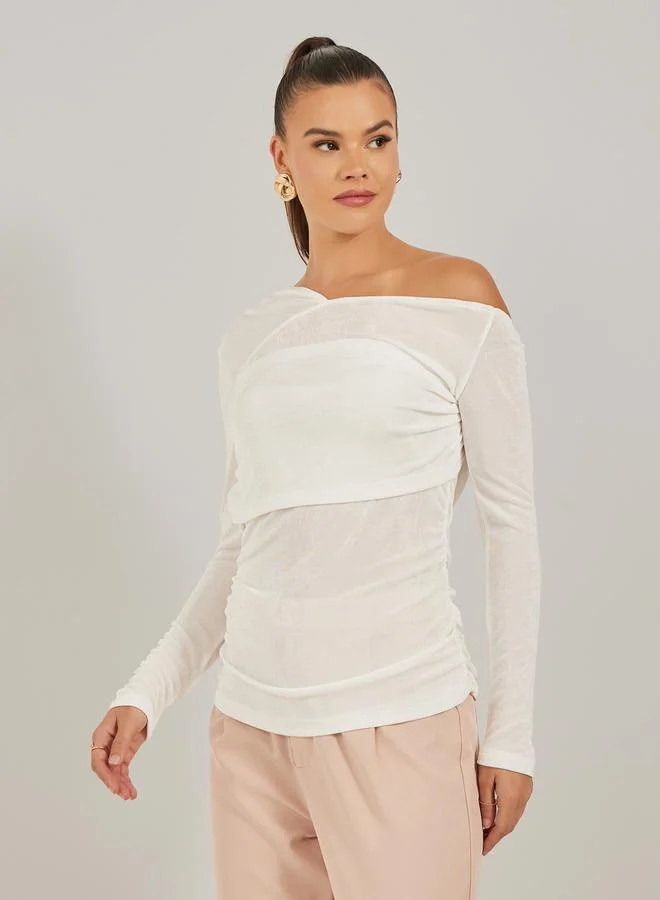 Styli One Shoulder Long Sleeve Knit Top