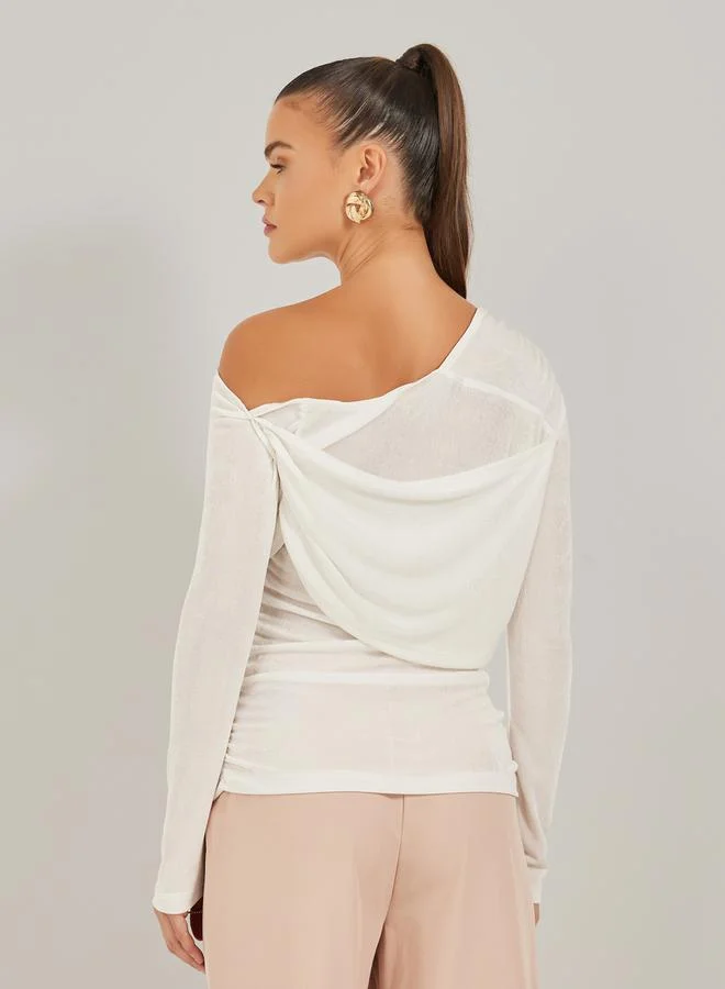 Styli One Shoulder Long Sleeve Knit Top