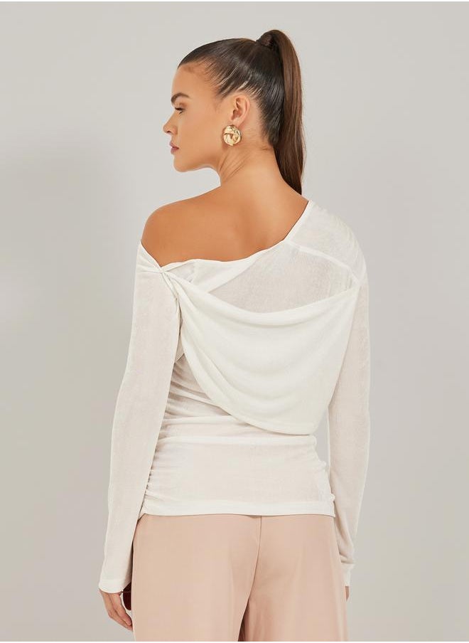 Styli - One Shoulder Long Sleeve Knit Top - Image 1