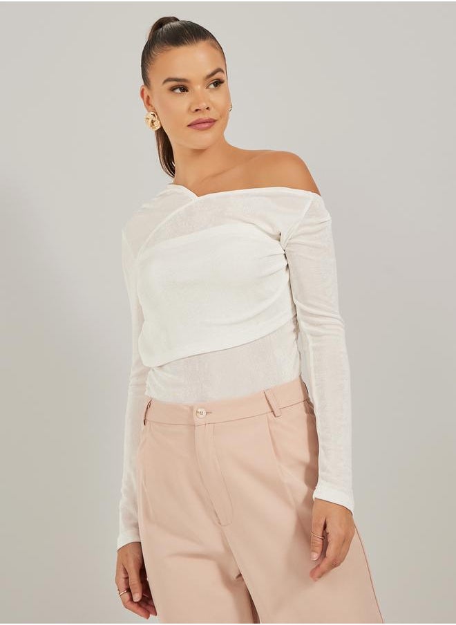 Styli - One Shoulder Long Sleeve Knit Top - Image 1