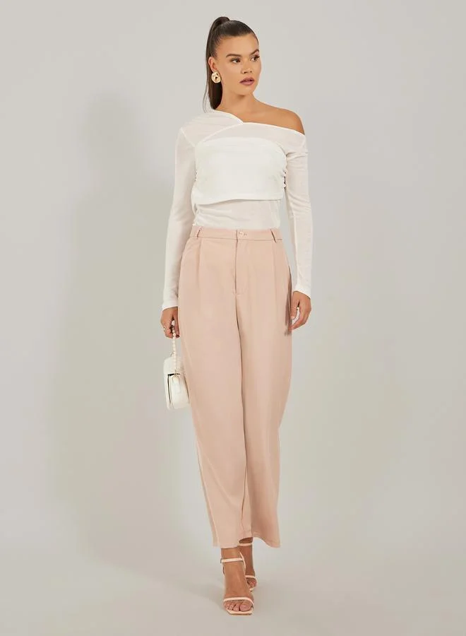 Styli Styli One Shoulder Long Sleeve Knit Top