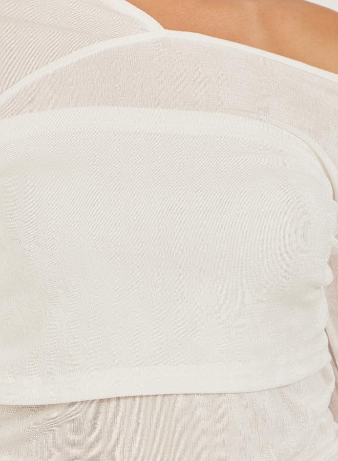 ستايلي بلوزة محبوكة بأكمام طويلة وكتف واحد - Image 4