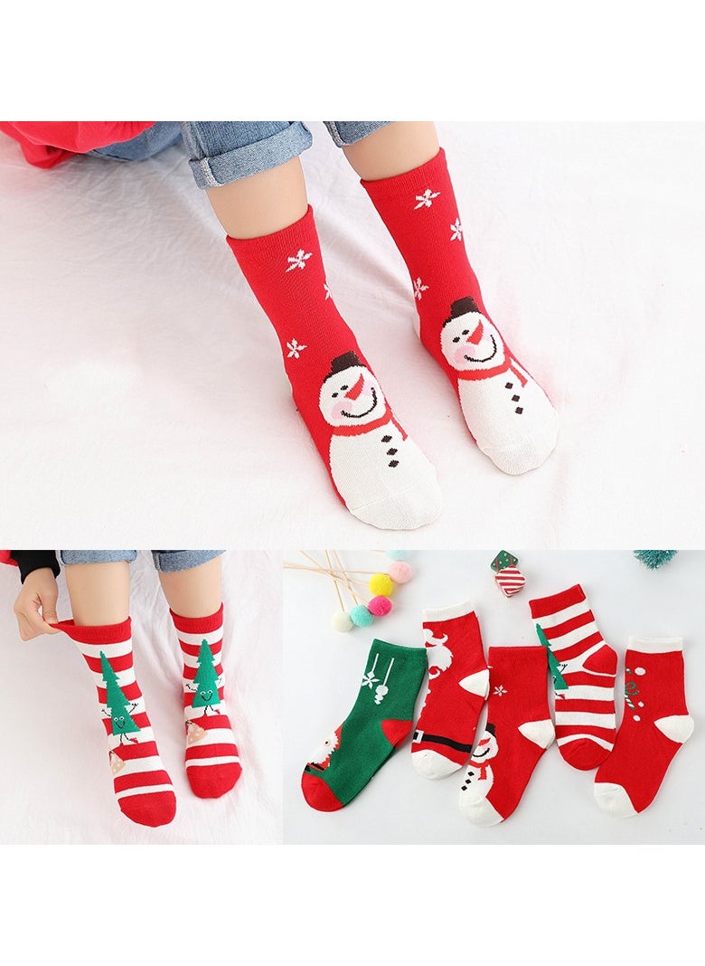 AUTOYSUR Christmas Socks Children,5 Pairs Toddler Kids Crew Socks for Girls Boys 3-12 Years, Baby Xmas Holiday Mid Socks  - Image 5