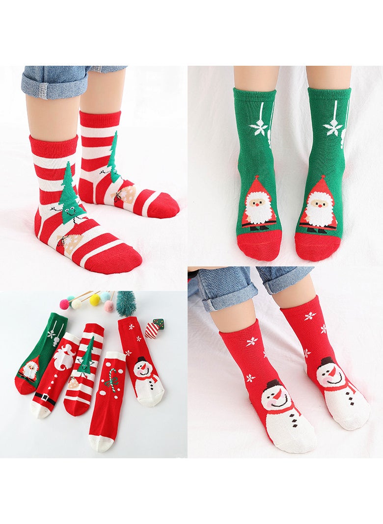 AUTOYSUR Christmas Socks Children,5 Pairs Toddler Kids Crew Socks for Girls Boys 3-12 Years, Baby Xmas Holiday Mid Socks  - Image 2