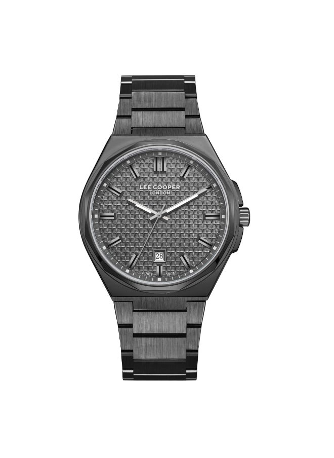 Lee Cooper - ساعة لي كوبر للرجال، عرض تناظري وسوار معدني - LC08031.060، رمادي - Image 1