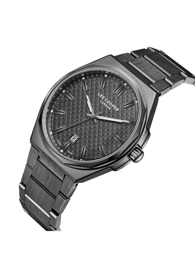 Lee Cooper - ساعة لي كوبر للرجال، عرض تناظري وسوار معدني - LC08031.060، رمادي - Image 1