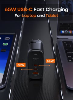 بيجانت بيجانت شاحن سريع 65 واط GaN PD USB-C ، محول حائط 3 منافذ USB PD3 QC3 توصيل الطاقة لأجهزة الكمبيوتر المحمولة ماك بوك ، ديل ، لينوفو ، أسوس ، متوافق مع iPhone 15/14/13/12/11 ، سامسونج ، هواوي ، ون بلس ، شاومي  - Image 3